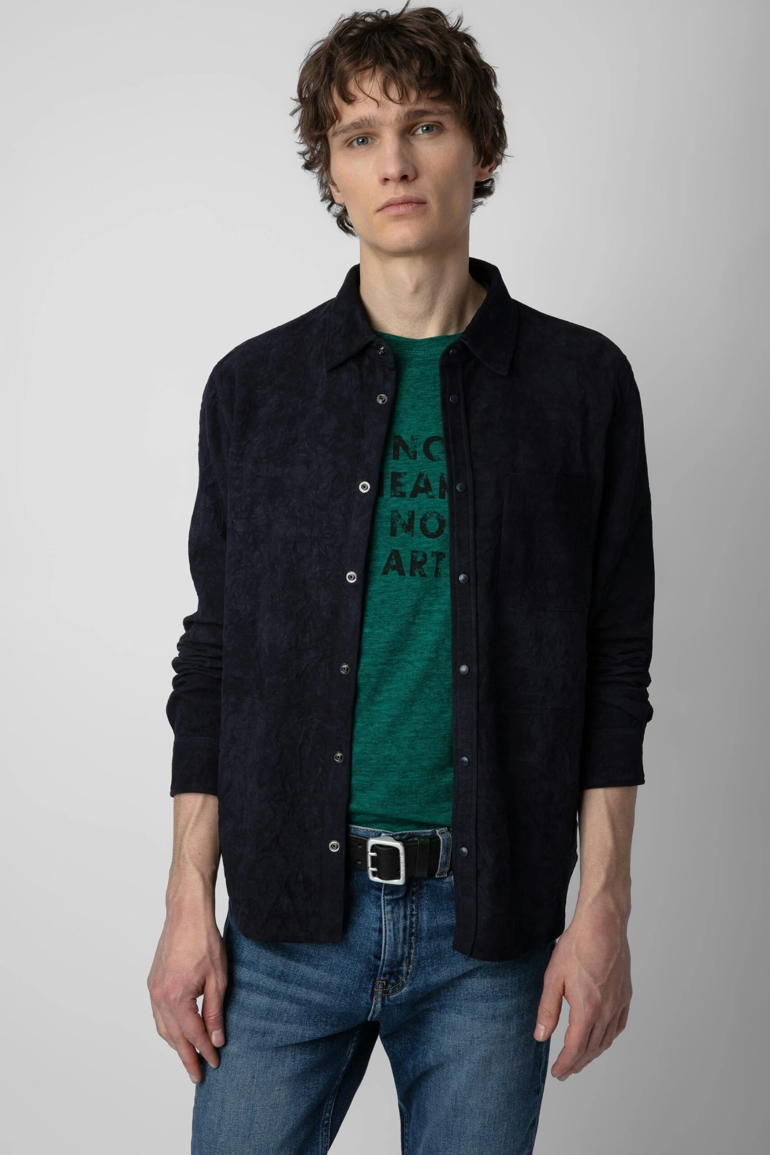 Zadig & Voltaire Serge Suede Shirt Encre 2 Zadig & Voltaire Serge Suede Shirt Encre - Image 2