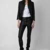 Zadig & Voltaire Verys Crinkled Leather Blazer Black