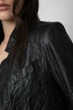 Zadig & Voltaire Verys Crinkled Leather Blazer Black -Zadig & Voltaire Shop rwbl00019 noir 5