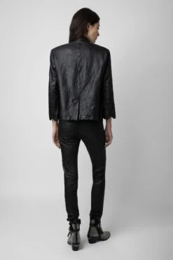 Zadig & Voltaire Verys Crinkled Leather Blazer Black -Zadig & Voltaire Shop rwbl00019 noir 6