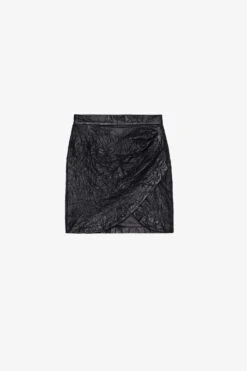 Zadig & Voltaire Julipe Crinkled Leather Skirt Black -Zadig & Voltaire Shop rwsk00004 noir 1