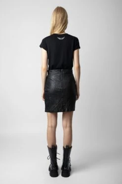 Zadig & Voltaire Julipe Crinkled Leather Skirt Black -Zadig & Voltaire Shop rwsk00004 noir 5