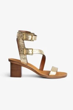 Zadig & Voltaire Cecilia Crinkled Caprese Sandals Gold
