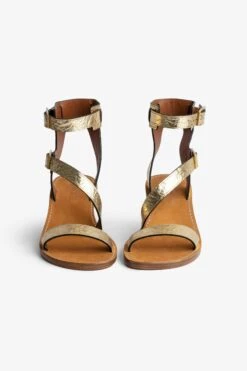Zadig & Voltaire Cecilia Crinkled Caprese Sandals Gold -Zadig & Voltaire Shop swct00775 gold 3