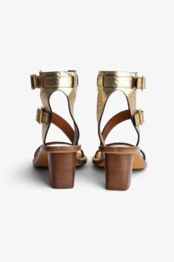 Zadig & Voltaire Cecilia Crinkled Caprese Sandals Gold -Zadig & Voltaire Shop swct00775 gold 4