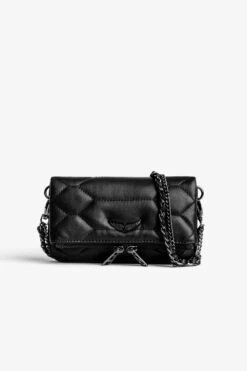 Zadig & Voltaire Rock Nano Quilted Leather Clutch Black