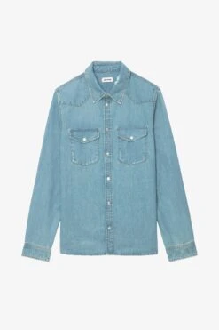 Zadig & Voltaire Stan Denim Shirt Ciel Stone -Zadig & Voltaire Shop wmsh00283 ciel stone