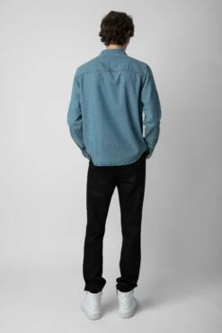 Zadig & Voltaire Stan Denim Shirt Ciel Stone -Zadig & Voltaire Shop wmsh00283 ciel stone 5