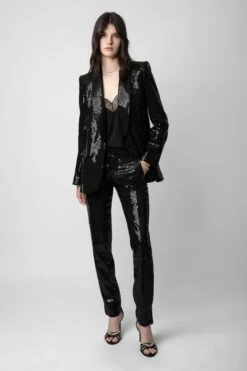 Zadig & Voltaire Vive Sequin Blazer Black