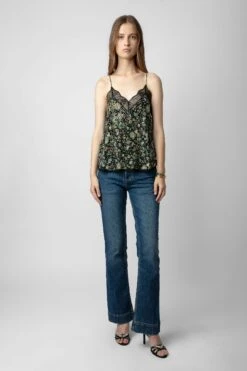 Zadig & Voltaire Christy Diamanté Silk Camisole Black