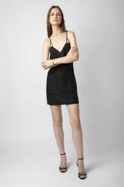 Zadig & Voltaire Rohana Diamanté Silk Dress Black