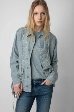Zadig & Voltaire Kid Linen Jacket Glacier