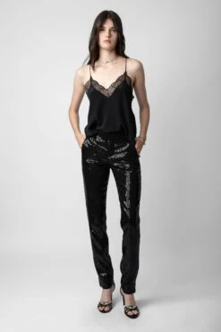 Zadig & Voltaire Prune Sequin Pants Black 8 Zadig & Voltaire Prune Sequin Pants Black -Zadig & Voltaire Shop wwpa00777 noir 2 1