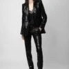 Zadig & Voltaire Prune Sequin Pants Black