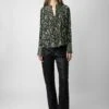Zadig & Voltaire Taika Diamanté Silk Blouse Black
