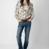 Zadig & Voltaire Tadeo Diamanté Silk Blouse Vanille