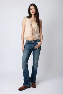 Zadig & Voltaire Topzy Diamanté Silk Top Sorbet 8 Zadig & Voltaire Topzy Diamanté Silk Top Sorbet -Zadig & Voltaire Shop wwto00223 sorbet 3